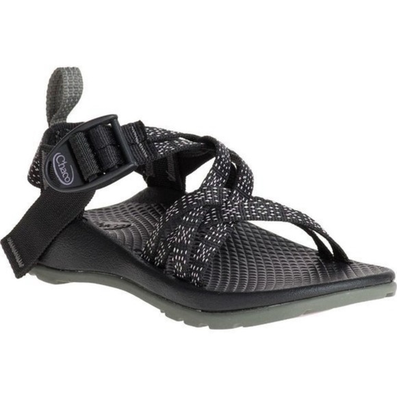 EUC - Chaco Size 11 ZX/1 EcoTread Strap Sandal in Black/White Hugs and Kisses - Picture 2 of 5